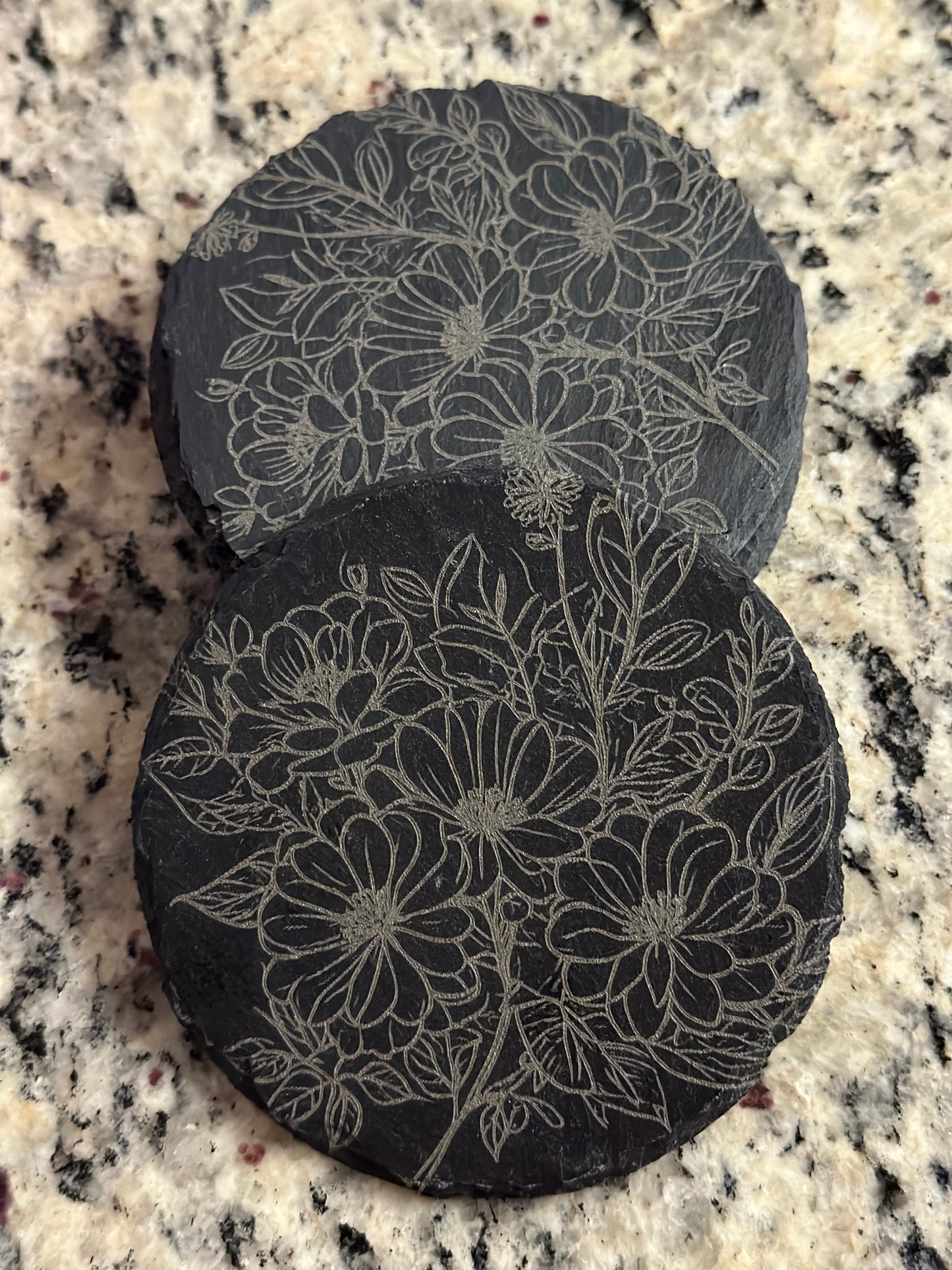 Engraved Circle Slate Coasters